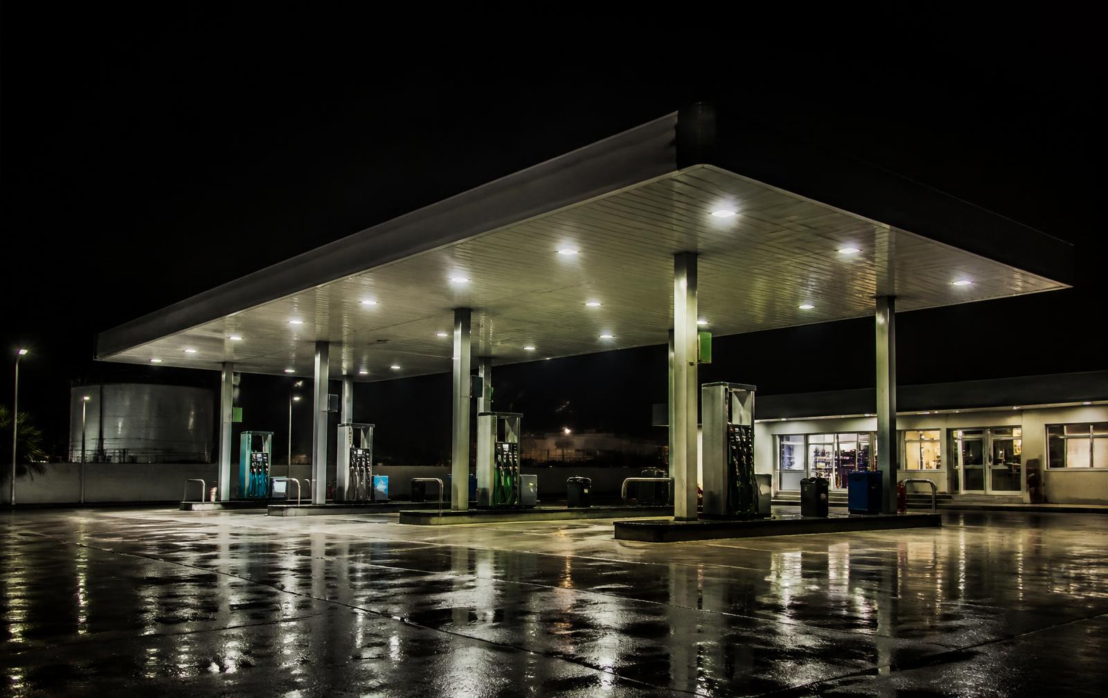 OGIZ Energy filling station at dusk